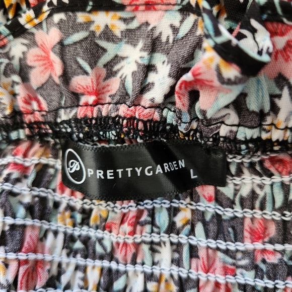 PRETTYGARDEN Long Puff Sleeve Floral Midi Bodycon Dress Size Large - Picture 8 of 11